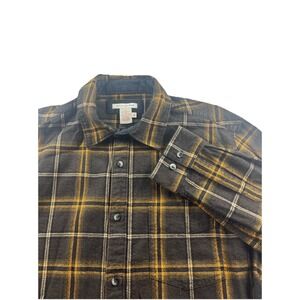 Carbon 2 Cobalt Timbers Plaid Flannel Button‎ Up Shirt Gold Brown Men's Medium